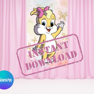 Digital Lola Bunny Backdrop 4x6, Lola Baby Shower, Lola Bunny Pastel, Baby Lola Bunny