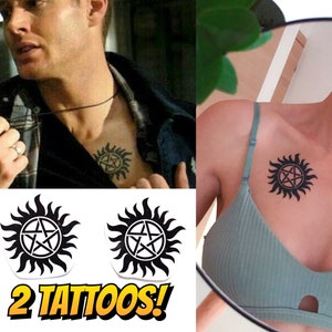Tatuaggi temporanei anti-possessione a forma di pentagramma, set da 2