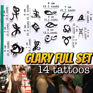 FREE SHIPPING Rune Tattoos, Clary, Alec, Jace and Isabelle cosplay Clary full set