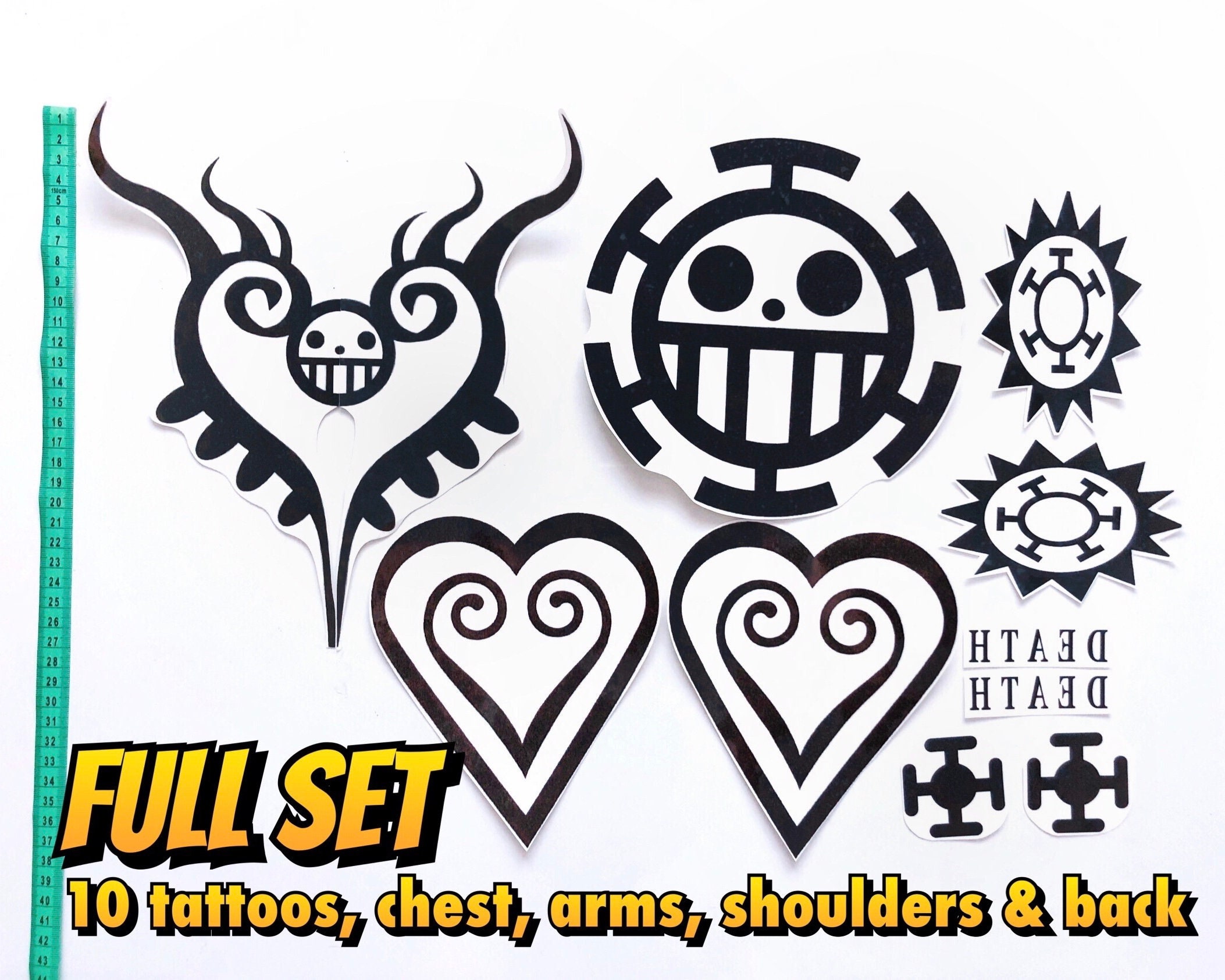  Trafalgar-Law Tattoo Anime Cosplay Temporary Tattoos