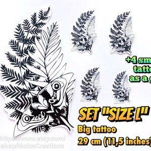 Ellie temporary tattoo 4 BONUS TATTOOS L (29 cm, 11.5 inch)