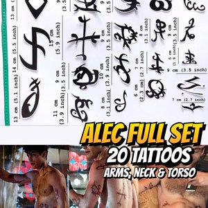 FREE SHIPPING Rune Tattoos, Clary, Alec, Jace and Isabelle cosplay Alec full set