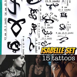 FREE SHIPPING Rune Tattoos, Clary, Alec, Jace and Isabelle cosplay Isabelle full set