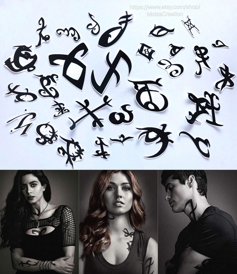 FREE SHIPPING Rune Tattoos, Clary, Alec, Jace and Isabelle cosplay image 1