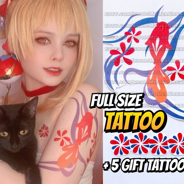 FULL SIZE Yoimiya cosplay tijdelijke tattoo set