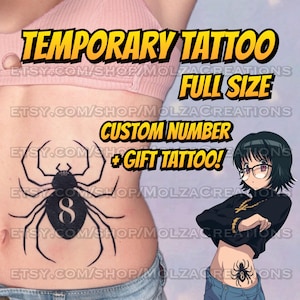 Spindel tillfällig tatuering | Vattentät realistisk dekal | Cosplay-rekvisita | Kostym | Fake Transfer | Anime