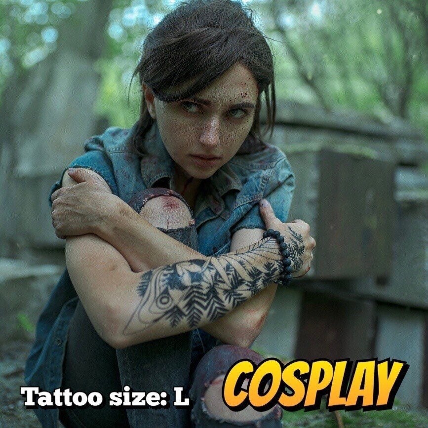 Tatuaggio Temporaneo Professionale Ellie The Last Of Us 26x14cm