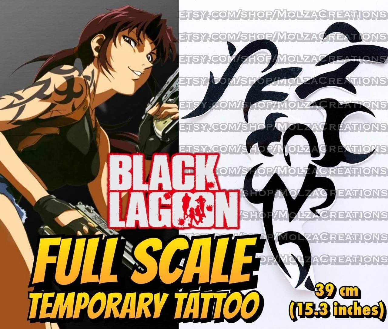 Full Scale Revy Cosplay Temporary Tattoo Etsy Singapore