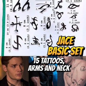 FREE SHIPPING Rune Tattoos, Clary, Alec, Jace and Isabelle cosplay Jace basic set