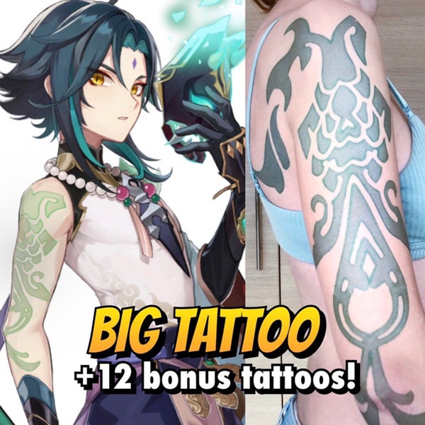 FULL SCALE Xiao cosplay temporary tattoo