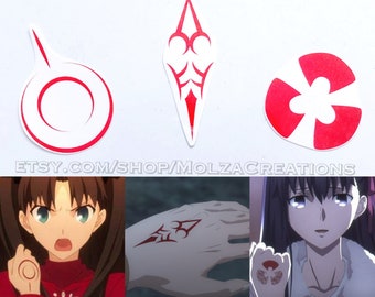 Rin, Shirou, Sakura temporary tattoo, command spell