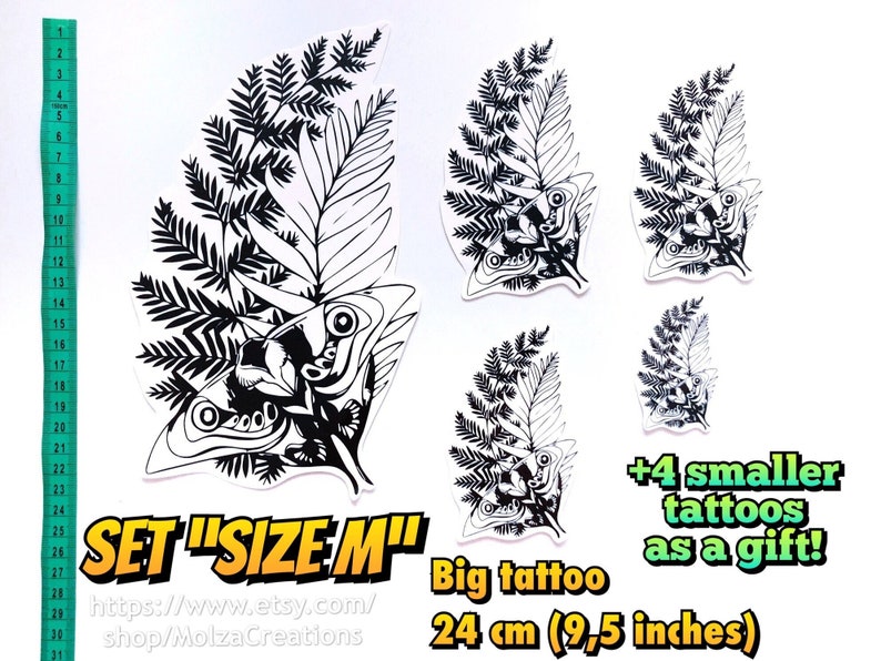 Ellie temporary tattoo 4 BONUS TATTOOS M (24 cm, 9.5 inch)