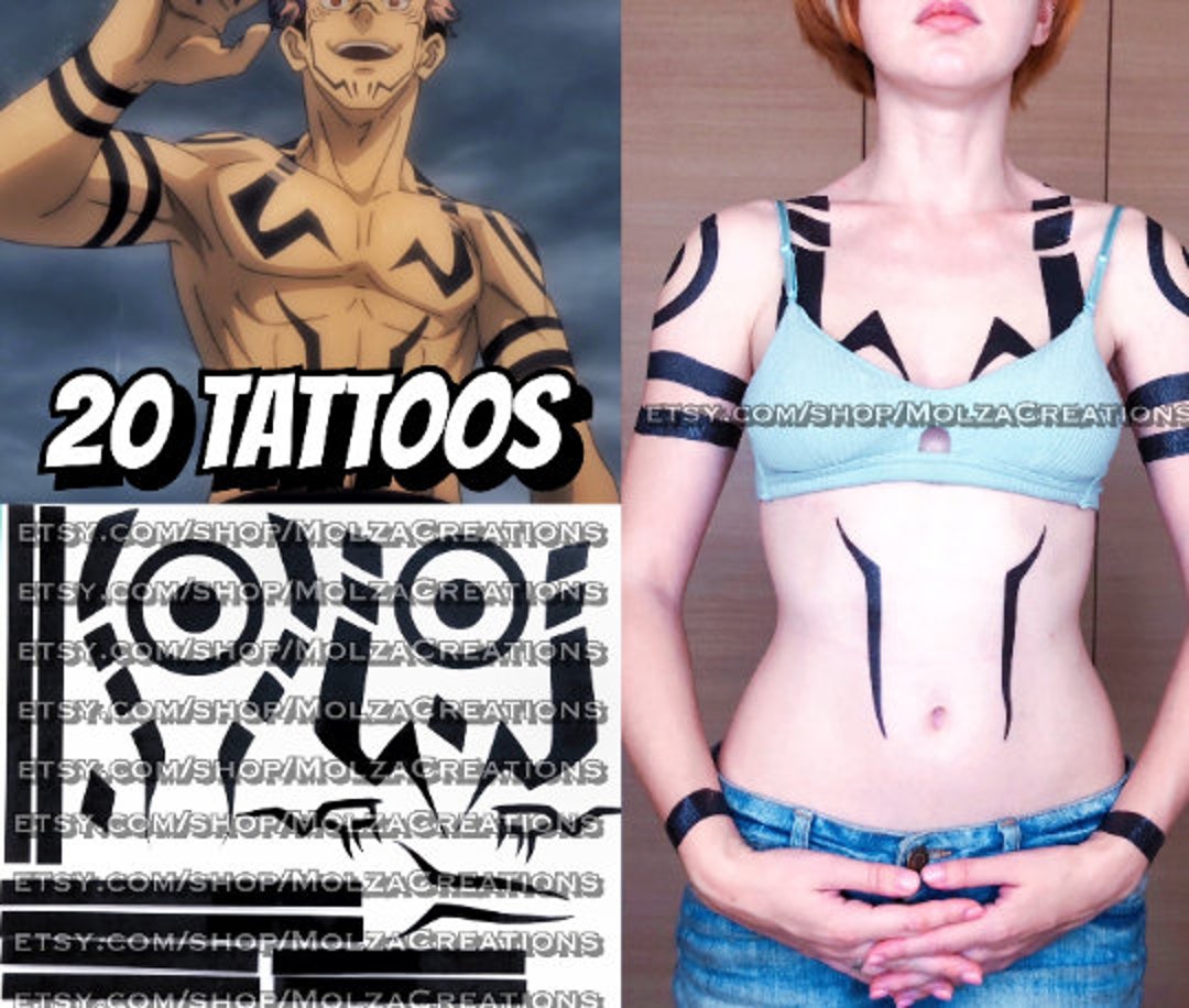 Jujutsu Kaisen Full Body Tattoo Cosplay Prop Anime Accessories Ryomen Sukuna  Inumaki Toge Waterproof Tattoo Sticker   AliExpress Mobile