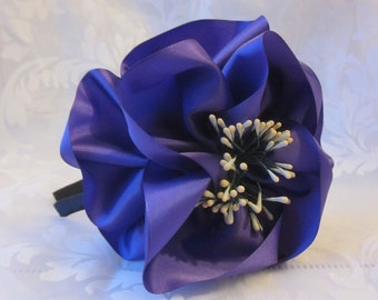 Festlicher Haarreif in Lila und Gelb mit romantischer Taftblume "Violette"