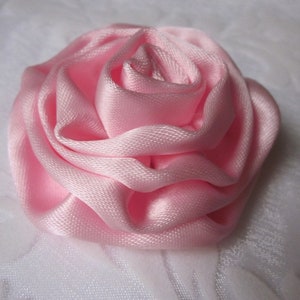 Pink bridal hair clip hair flower fabric flower flower satin clip baptism wedding Christmas Chérie elegant noble image 4