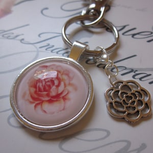 Keychain pendant flower rose pink Zoé gift idea birthday gift anniversary Christmas present souvenir garden friends image 1