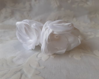 Bridal headpiece headband white silver with satin flowers "Louise" elegant festive confirmation communion