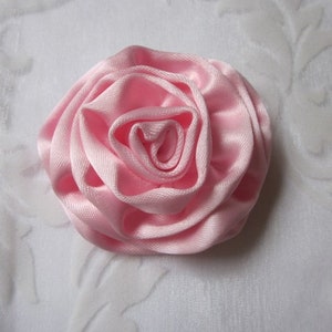 Pink bridal hair clip hair flower fabric flower flower satin clip baptism wedding Christmas Chérie elegant noble image 1