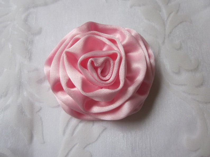 Pink bridal hair clip hair flower fabric flower flower satin clip baptism wedding Christmas Chérie elegant noble image 1