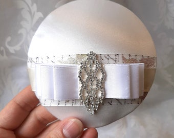 Braut Kopfschmuck Fascinator Weiß Creme Strass Hochzeit "Jeanne"