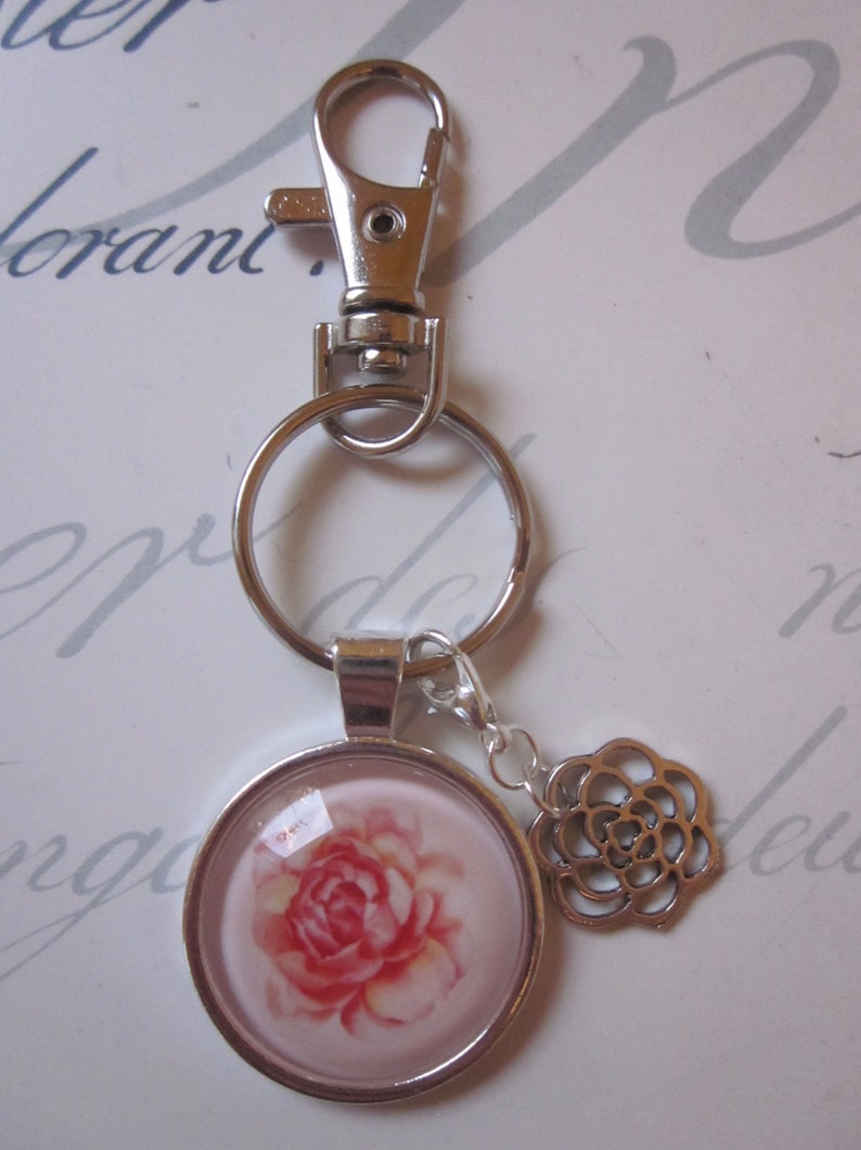 Keychain pendant flower rose pink Zoé gift idea birthday gift anniversary Christmas present souvenir garden friends image 3