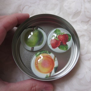 Magnets Fruit Apple Strawberry Peach Set of 3 Fruits Fridge Magnets Kitchen Magnets Colorful Summer Gift Idea Birthday Gift image 1