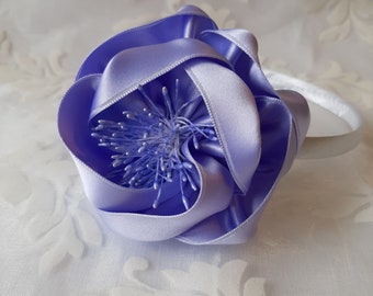 Festive headband in lilac with romantic satin flower "Marthe"