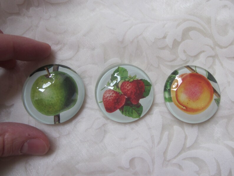 Magnets Fruit Apple Strawberry Peach Set of 3 Fruits Fridge Magnets Kitchen Magnets Colorful Summer Gift Idea Birthday Gift image 3