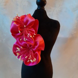 Festive headband headdress black pink satin satin flower Eve elegant exotic baptism party prom image 1