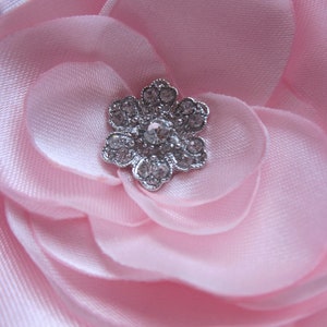 Rosa Stoffblume Braut Brosche Klammer mit Strass Bijou Rose Hochzeit Accessoire Brautschmuck romantisch elegant festlich Jubiläum zdjęcie 3