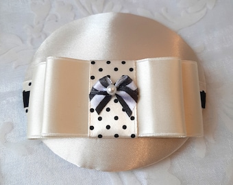 Bibi crème noir noeud points « Ariane » casque chapeau casque romantique festif