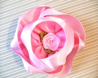 Rosa Klammer Haarklammer Satin Stoffblume Haarblume Haarblüte "Belle Rose" festlich romantisch Brautschmuck Hochzeit Taufe Abschlussball