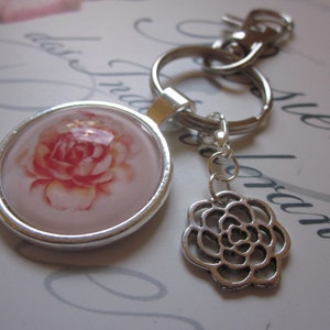 Keychain pendant flower rose pink Zoé gift idea birthday gift anniversary Christmas present souvenir garden friends image 2