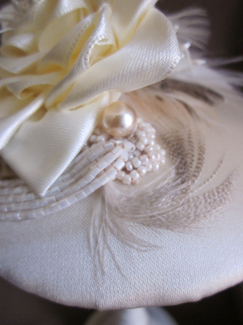 Fascinator Braut Kopfschmuck Creme Ivory Hellbeige Satin Etsy.de