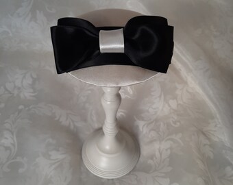 Bibi crème noeud noir "Merle" casque chapeau casque mariage élégant accessoire romantique festif
