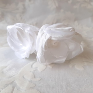 Bridal headpiece headband white silver with satin flowers "Louise" elegant festive confirmation communion