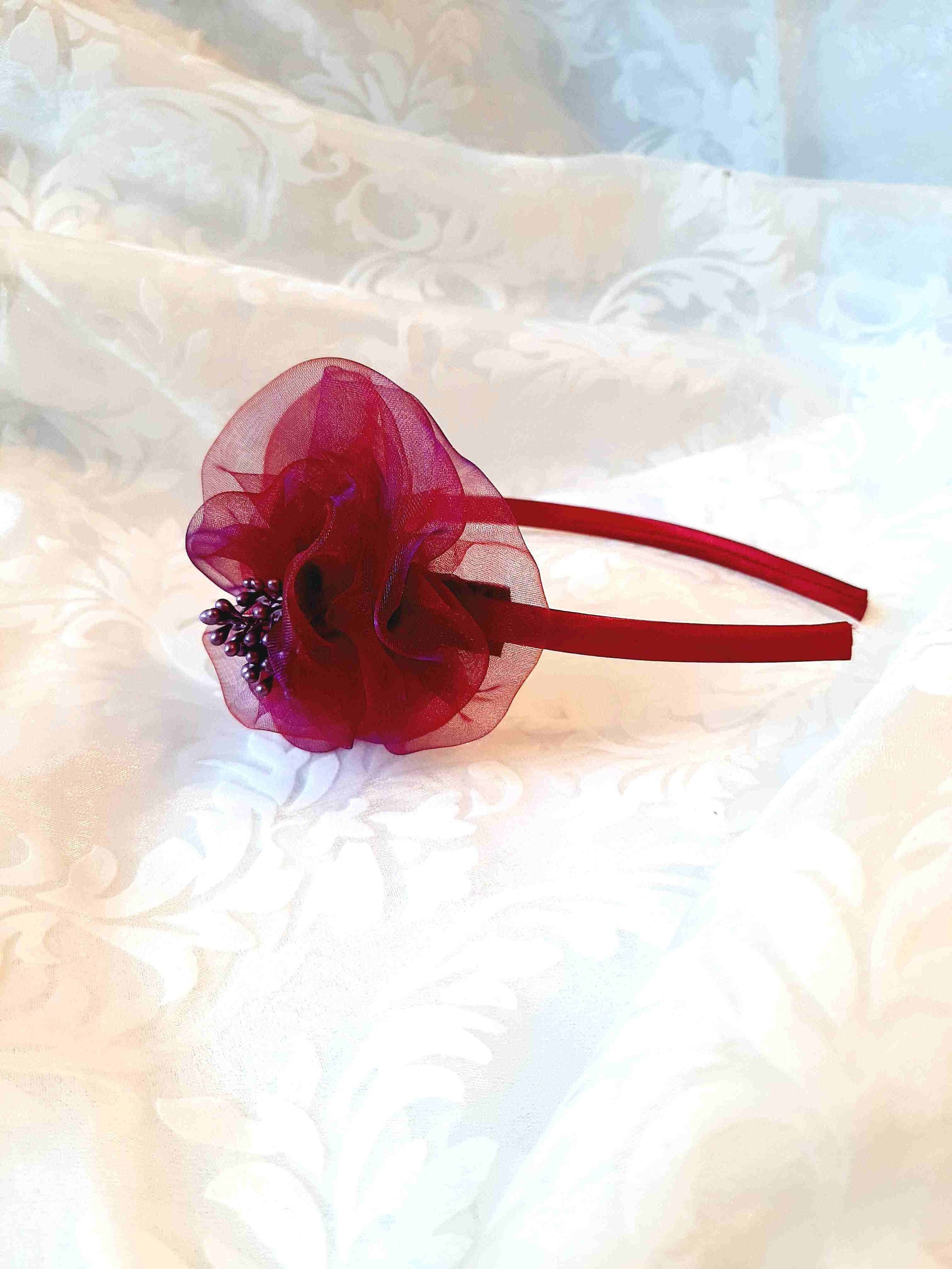 Romantic Fascinator Headband in Burgundy Red and Violet With  display picture 2