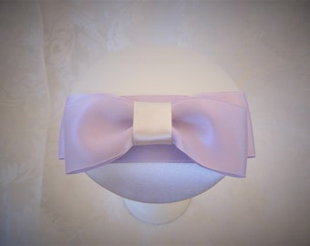 Fascinator Cream White Lilac Purple Bow Gemme "Jeanne" Headpiece Hat Headpiece Wedding Elegant Romantic Accessory Festive