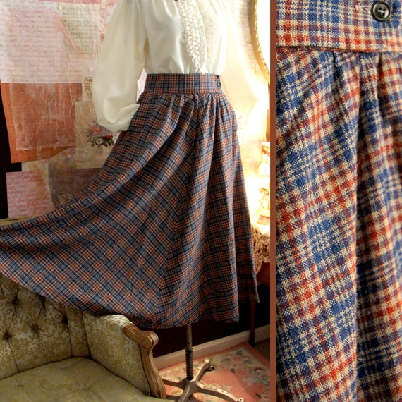 Sz M 70s does 40s Primitive Juliet Plaid Prairie L