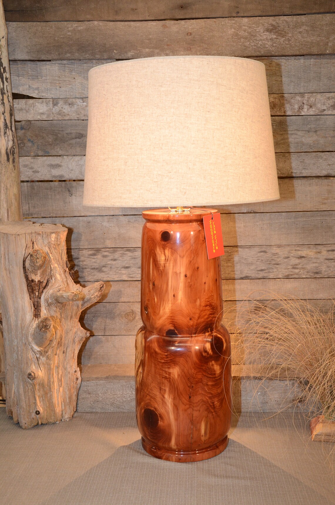 Hand Turned Eastern Red Cedar Rustic Table Lamp 5032 Etsy