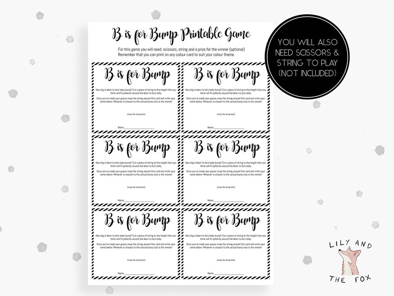 Measure Baby Bump Game Printable Baby Shower Game How Big Etsy