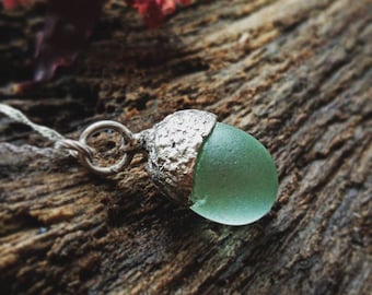 Handmade green sea glass and sterling silver earrings recycled jewellery eco gift gift for her boho surf style beach jewellery