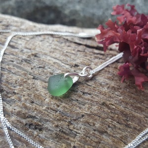 Emerald Green Sea Glass Pendant: Sterling Silver Mermaid Tears Necklace