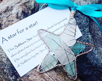 Sea glass star ®. Beach house gift. House warming gift. Thank you gift. Sea glass gift. Coastal decor. Sea glass art. Beach lover gift