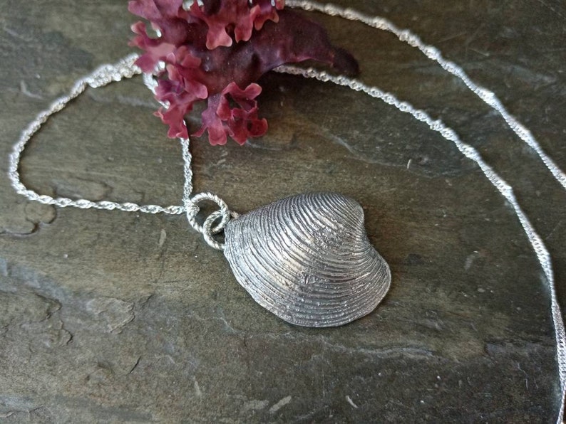 Silver shell necklace Handmade jewellery beach wedding Sterling silver shell Gift for her Silver Shell pendant Seashell necklace