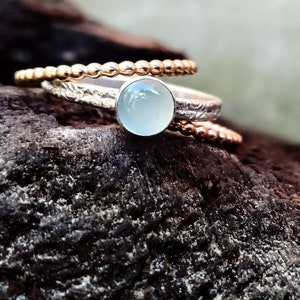 Chalcedony stacking ring. Silver stacking ring. Sterling silver stacking ring set. Stacking rings. Handmade chalcedony ring.