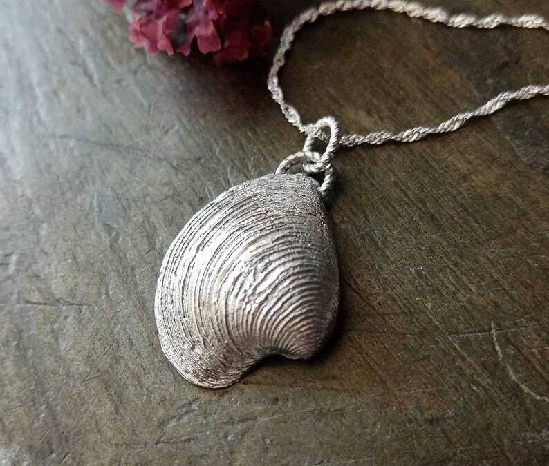 Silver shell necklace Handmade jewellery beach wedding Sterling silver shell Gift for her Silver Shell pendant Seashell necklace