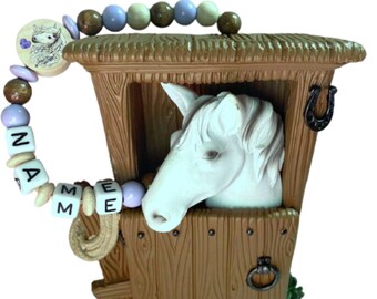 Money box horse in the stable with name, money box, piggy bank, horse white