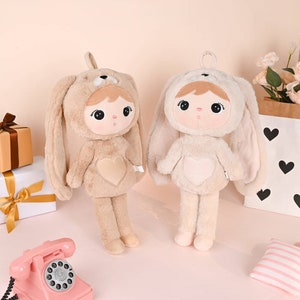 Plush toy rabbit with name cuddly toy rag doll light beige 45 cm image 4