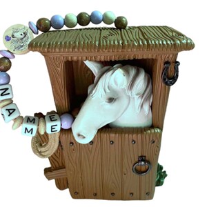 Money box horse in the stable with name, money box, piggy bank, horse white image 4